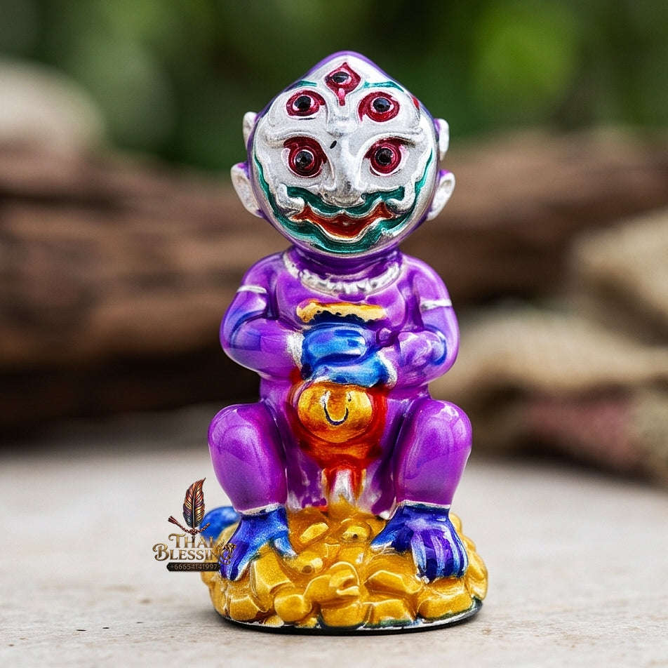 Supreme Phaya Si Hu Ha Ta "Alpaca with Royal Purple Enamel" Sculptural Statue Amulet - Khru Ba Tao Wat Thung Setthi (Wat Ubosot Ban Lao) 2024 (Master Royal Purple Edition) Thai Blessing Co By RURUECHA