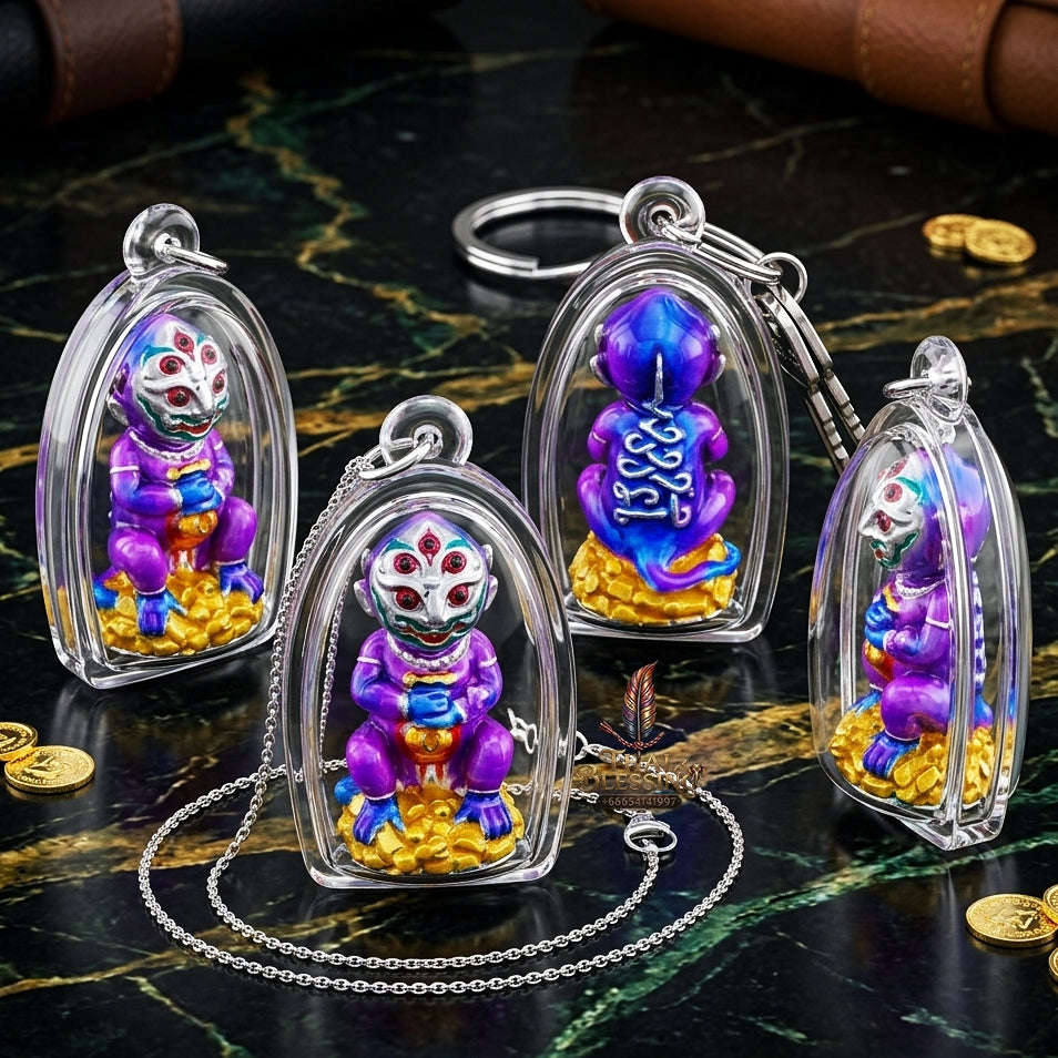 Supreme Phaya Si Hu Ha Ta "Alpaca with Royal Purple Enamel" Sculptural Statue Amulet - Khru Ba Tao Wat Thung Setthi (Wat Ubosot Ban Lao) 2024 (Master Royal Purple Edition) Thai Blessing Co By RURUECHA