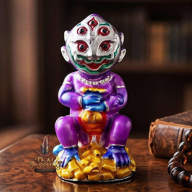 Supreme Phaya Si Hu Ha Ta "Alpaca with Royal Purple Enamel" Sculptural Statue Amulet - Khru Ba Tao Wat Thung Setthi (Wat Ubosot Ban Lao) 2024 (Master Royal Purple Edition) Thai Blessing Co By RURUECHA