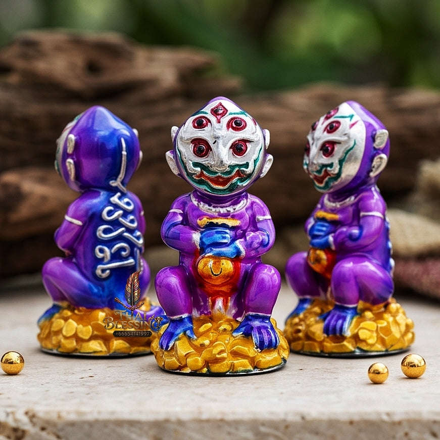 Supreme Phaya Si Hu Ha Ta "Alpaca with Royal Purple Enamel" Sculptural Statue Amulet - Khru Ba Tao Wat Thung Setthi (Wat Ubosot Ban Lao) 2024 (Master Royal Purple Edition) Thai Blessing Co By RURUECHA