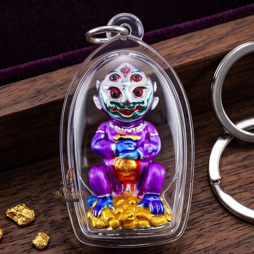 Supreme Phaya Si Hu Ha Ta "Alpaca with Royal Purple Enamel" Sculptural Statue Amulet - Khru Ba Tao Wat Thung Setthi (Wat Ubosot Ban Lao) 2024 (Master Royal Purple Edition) Thai Blessing Co By RURUECHA