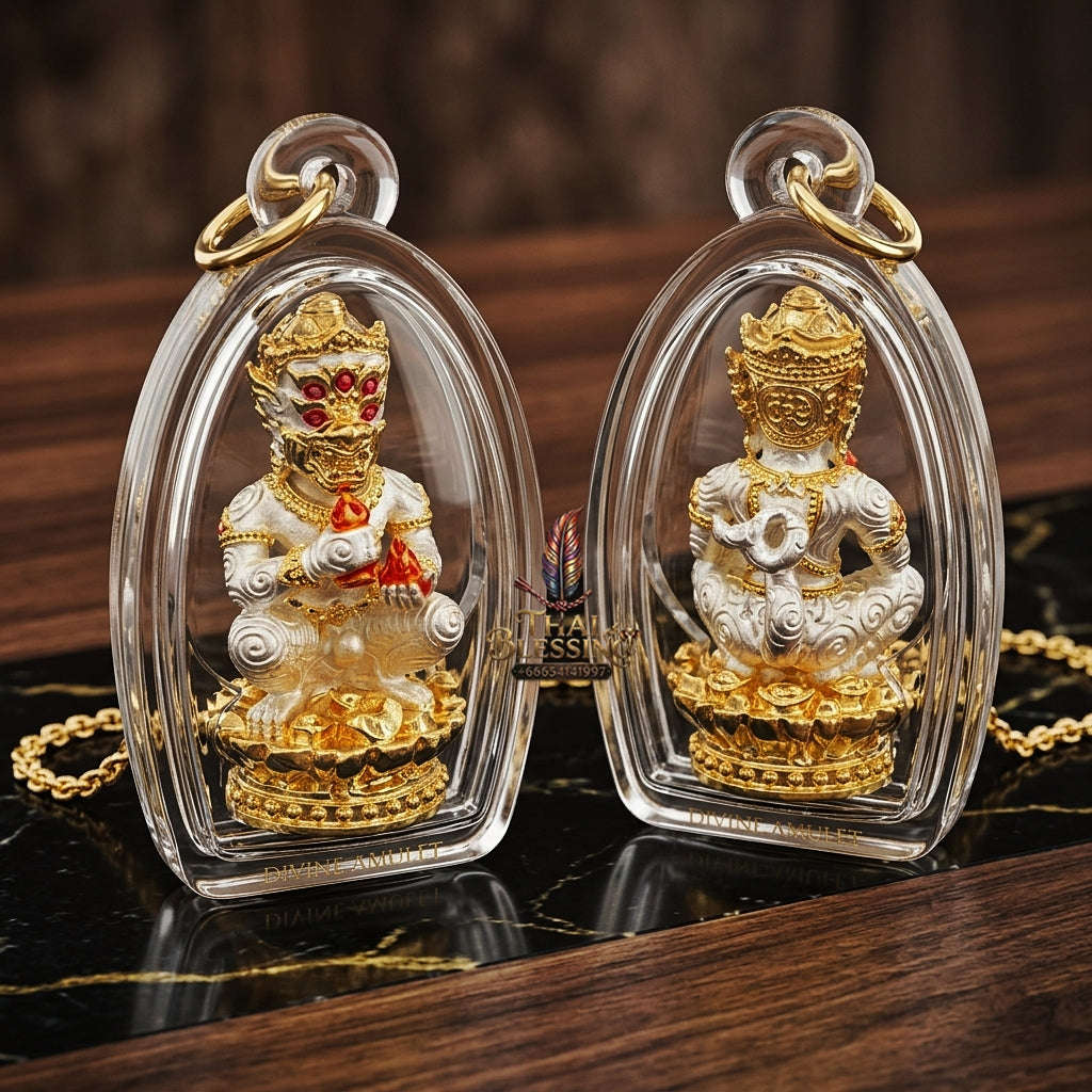 Supreme Phaya Si Hu Ha Ta "Bang Koet Sap" (Infinite Wealth Generation) "2K Silver-Gold Plated Samrit" Amulet - Wai Khru 2568 Master Edition Thai Blessing Co By RURUECHA