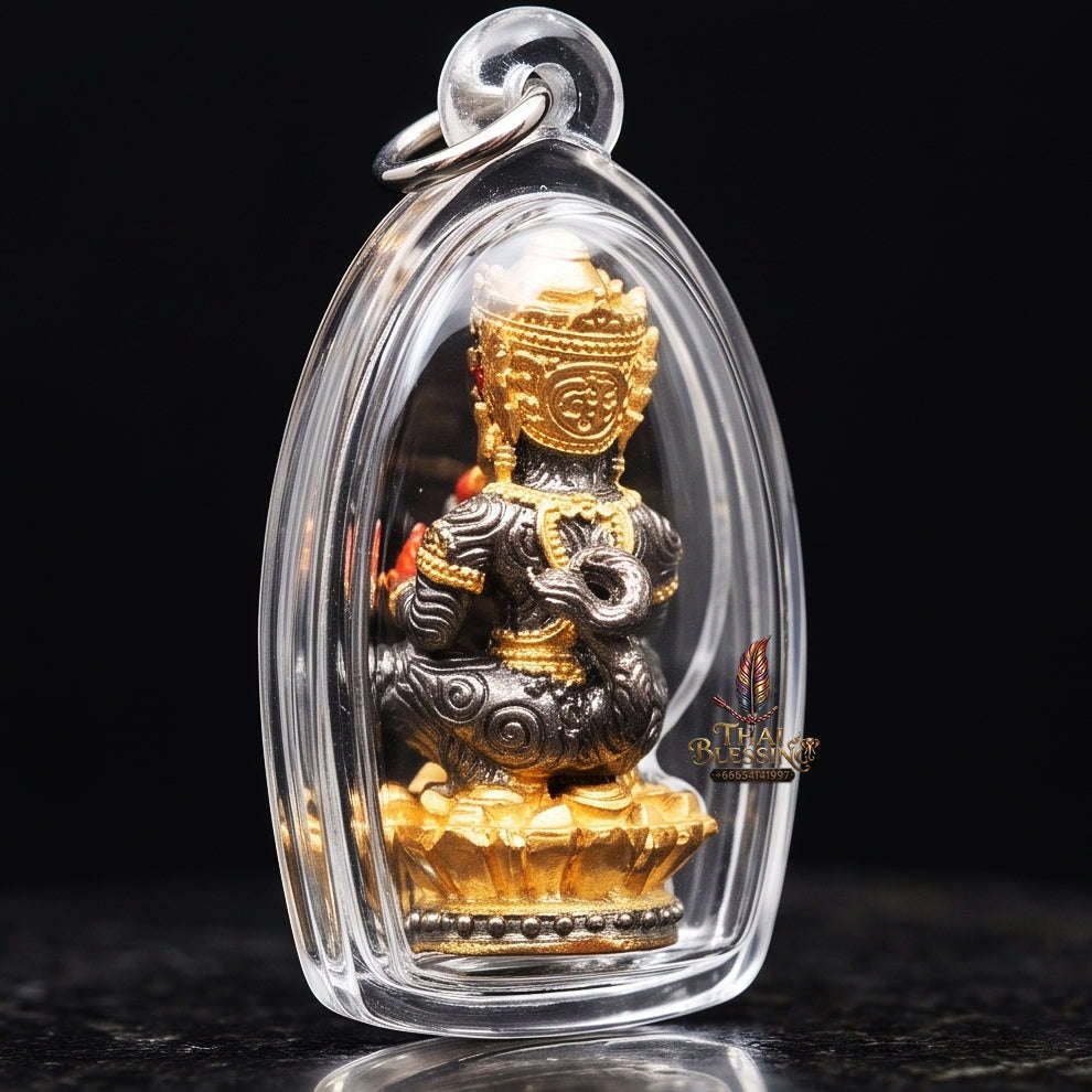 Supreme Phaya Si Hu Ha Ta "Bang Koet Sap" (Infinite Wealth Generation) "Black Rhodium-Plated Samrit" Amulet - Wai Khru 2568 Master Edition Thai Blessing Co By RURUECHA