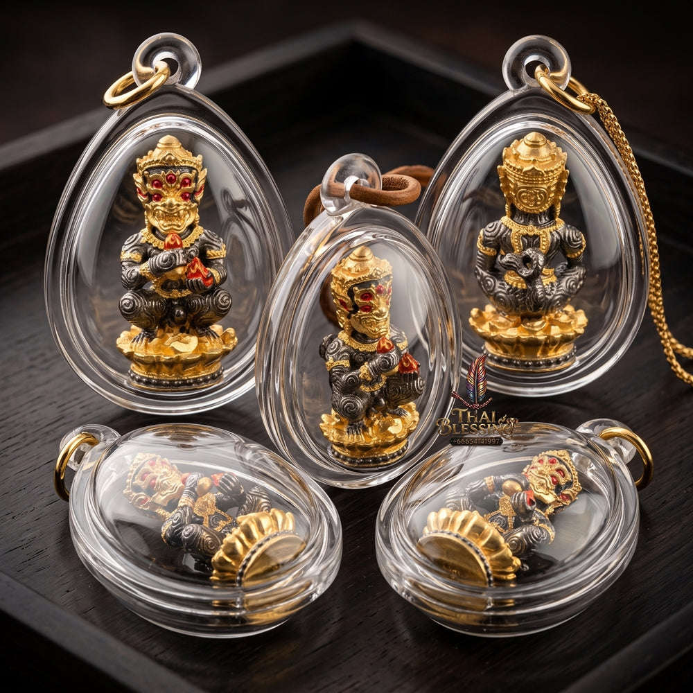 Supreme Phaya Si Hu Ha Ta "Bang Koet Sap" (Infinite Wealth Generation) "Black Rhodium-Plated Samrit" Amulet - Wai Khru 2568 Master Edition Thai Blessing Co By RURUECHA