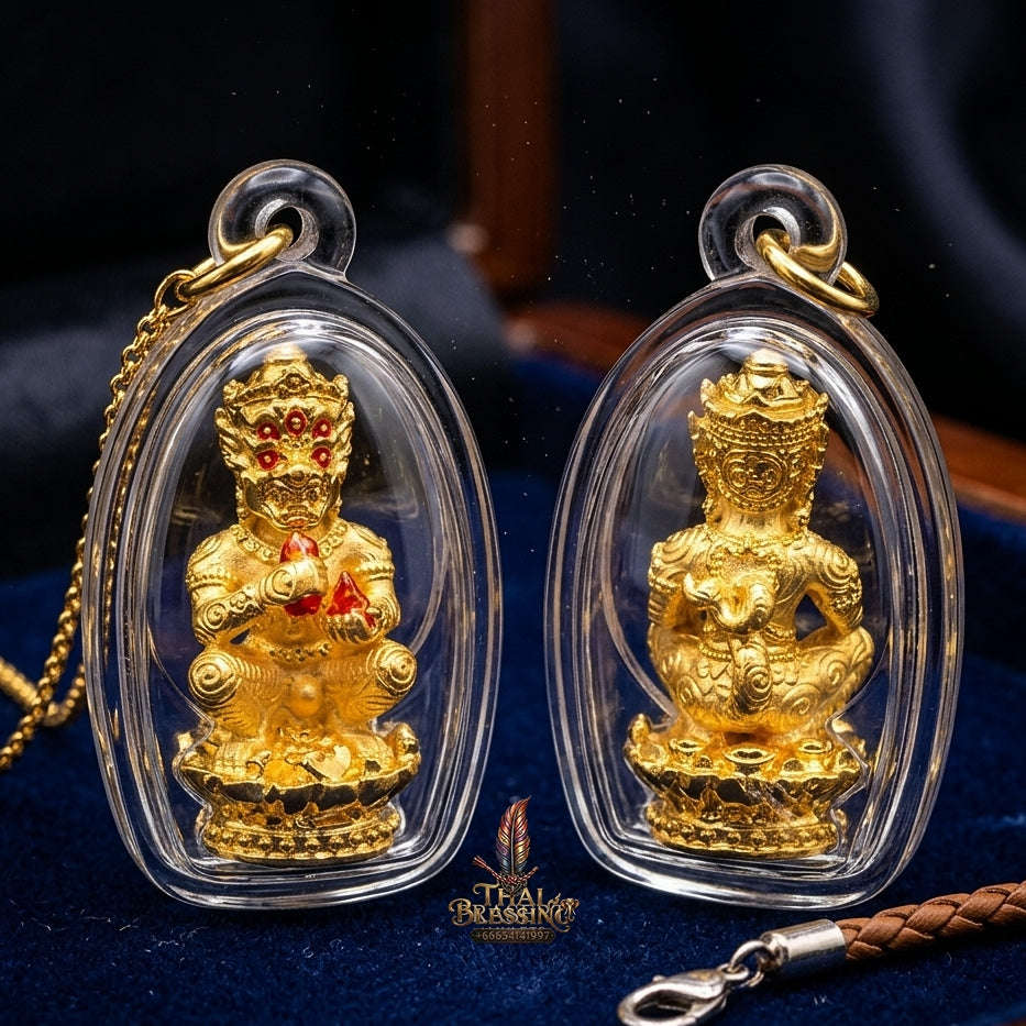 Supreme Phaya Si Hu Ha Ta "Bang Koet Sap" (Infinite Wealth Generation) "Gold-Plated Samrit" Amulet - Wai Khru 2568 Master Edition Thai Blessing Co By RURUECHA