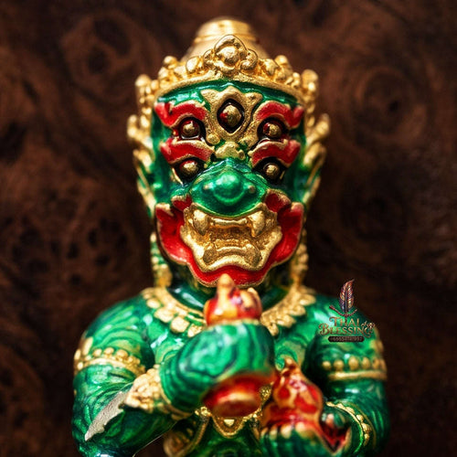 Supreme Phaya Si Hu Ha Ta "Bang Koet Sap" (Infinite Wealth Generation) "Gold-Plated with Emerald Green Enamel Samrit" Amulet - Wai Khru 2568 Master Edition Thai Blessing Co By RURUECHA