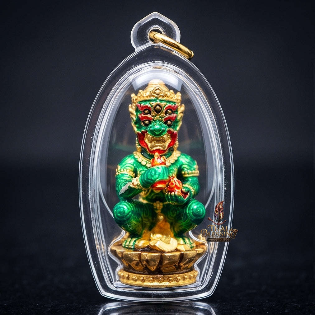 Supreme Phaya Si Hu Ha Ta "Bang Koet Sap" (Infinite Wealth Generation) "Gold-Plated with Emerald Green Enamel Samrit" Amulet - Wai Khru 2568 Master Edition Thai Blessing Co By RURUECHA