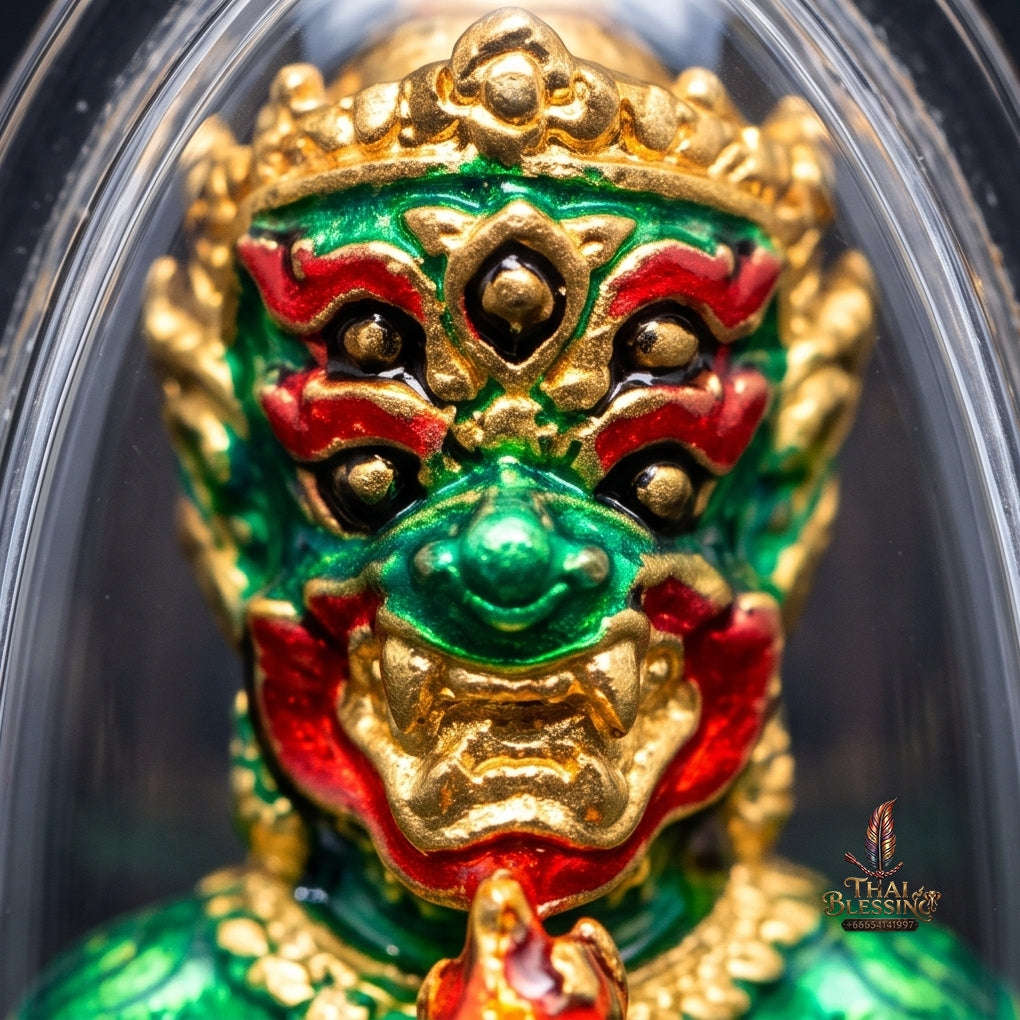 Supreme Phaya Si Hu Ha Ta "Bang Koet Sap" (Infinite Wealth Generation) "Gold-Plated with Emerald Green Enamel Samrit" Amulet - Wai Khru 2568 Master Edition Thai Blessing Co By RURUECHA