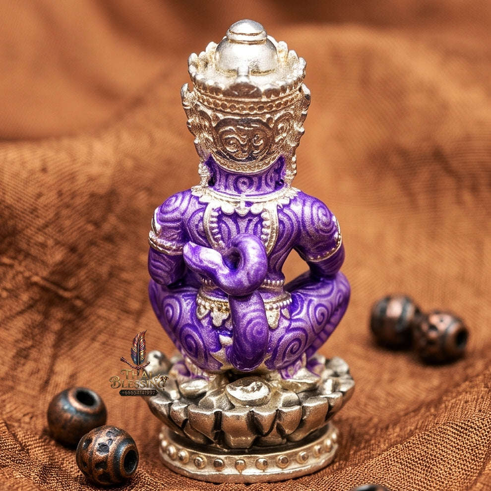 Supreme Phaya Si Hu Ha Ta "Bang Koet Sap" (Infinite Wealth Generation) "Silver-Plated with Royal Purple Enamel Samrit" Amulet - Wai Khru 2568 Master Edition Thai Blessing Co By RURUECHA