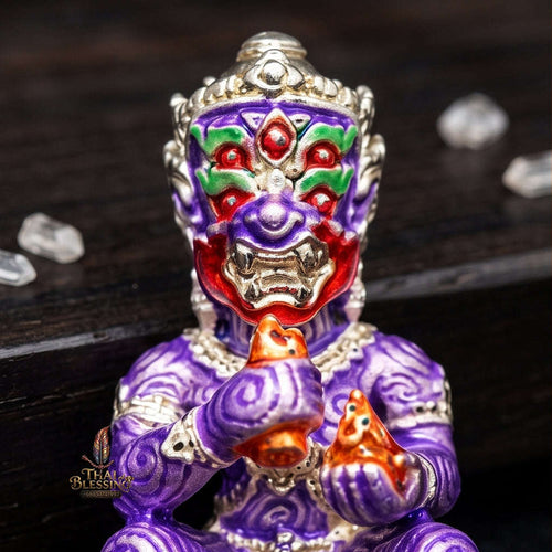 Supreme Phaya Si Hu Ha Ta "Bang Koet Sap" (Infinite Wealth Generation) "Silver-Plated with Royal Purple Enamel Samrit" Amulet - Wai Khru 2568 Master Edition Thai Blessing Co By RURUECHA