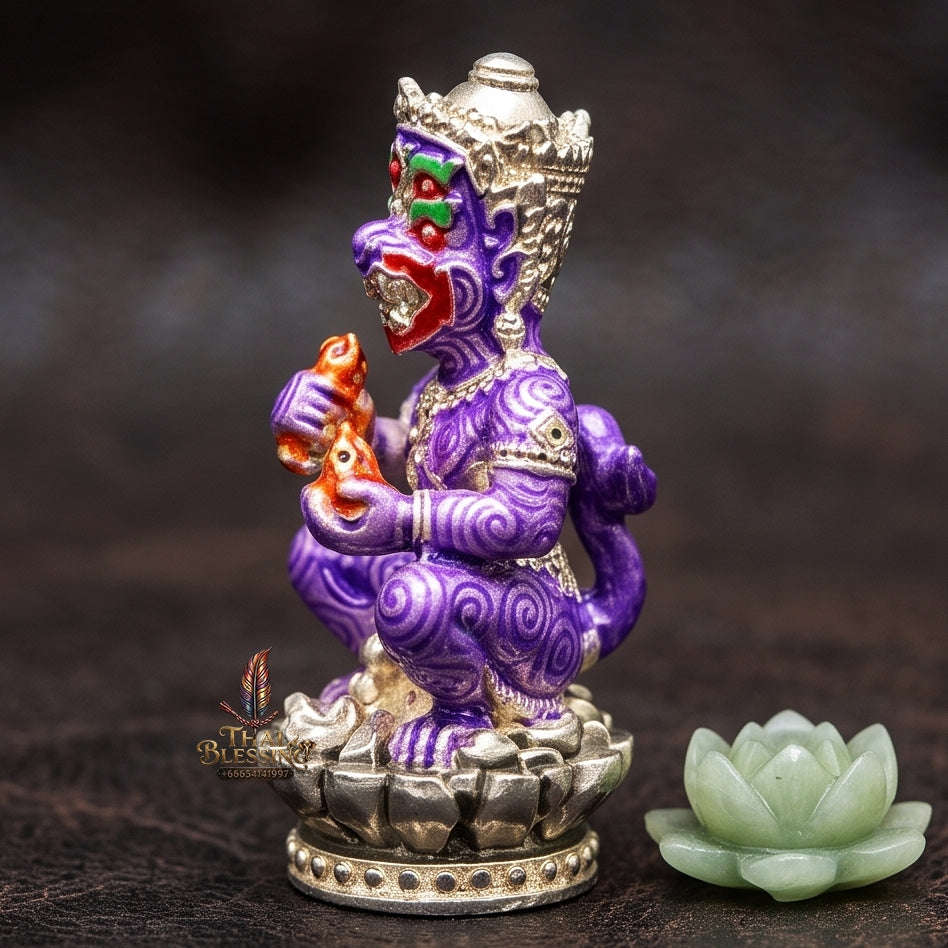 Supreme Phaya Si Hu Ha Ta "Bang Koet Sap" (Infinite Wealth Generation) "Silver-Plated with Royal Purple Enamel Samrit" Amulet - Wai Khru 2568 Master Edition Thai Blessing Co By RURUECHA