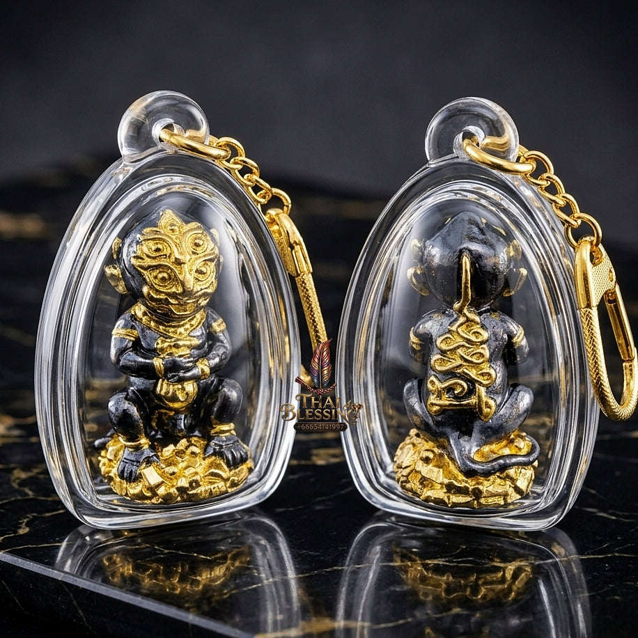 Supreme Phaya Si Hu Ha Ta "Black & Gold Patterned Samrit" Sculptural Statue Amulet - Khru Ba Tao Wat Thung Setthi (Wat Ubosot Ban Lao) 2024 (Master Black-Gold Edition) Thai Blessing Co By RURUECHA
