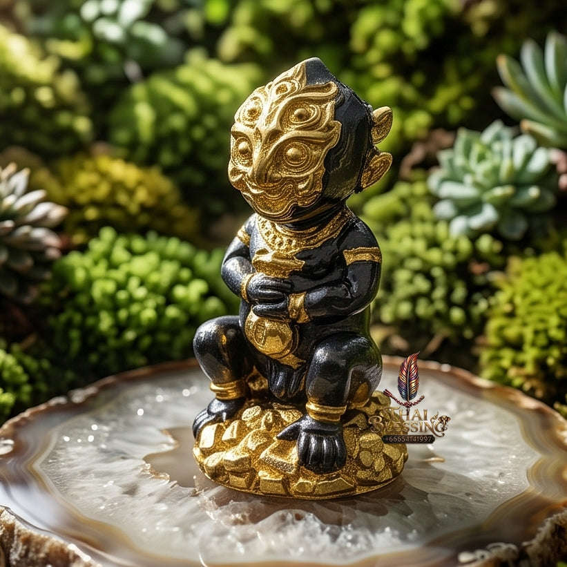 Supreme Phaya Si Hu Ha Ta "Black & Gold Patterned Samrit" Sculptural Statue Amulet - Khru Ba Tao Wat Thung Setthi (Wat Ubosot Ban Lao) 2024 (Master Black-Gold Edition) Thai Blessing Co By RURUECHA