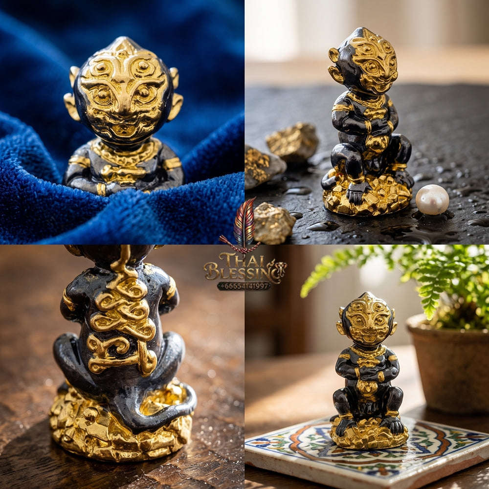 Supreme Phaya Si Hu Ha Ta "Black & Gold Patterned Samrit" Sculptural Statue Amulet - Khru Ba Tao Wat Thung Setthi (Wat Ubosot Ban Lao) 2024 (Master Black-Gold Edition) Thai Blessing Co By RURUECHA