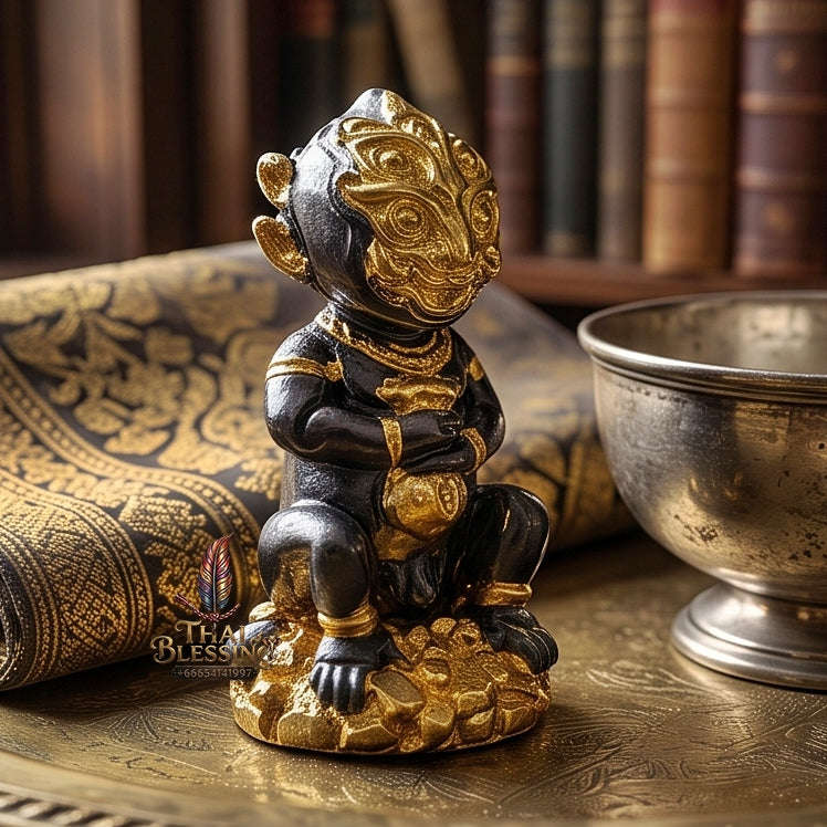 Supreme Phaya Si Hu Ha Ta "Black & Gold Patterned Samrit" Sculptural Statue Amulet - Khru Ba Tao Wat Thung Setthi (Wat Ubosot Ban Lao) 2024 (Master Black-Gold Edition) Thai Blessing Co By RURUECHA