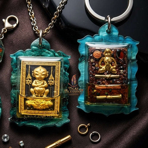 Supreme Phaya Si Hu Ha Ta "Black Onyx Powder & Sacred Wealth Oil" Amulet - Khru Ba Tao Wat Thung Setthi (Wat Ubosot Ban Lao) 2025 (Master Oil Edition) Thai Blessing Co By RURUECHA