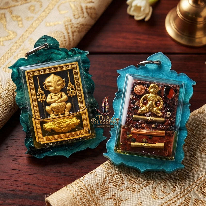 Supreme Phaya Si Hu Ha Ta "Black Onyx Powder & Sacred Wealth Oil" Amulet - Khru Ba Tao Wat Thung Setthi (Wat Ubosot Ban Lao) 2025 (Master Oil Edition) Thai Blessing Co By RURUECHA