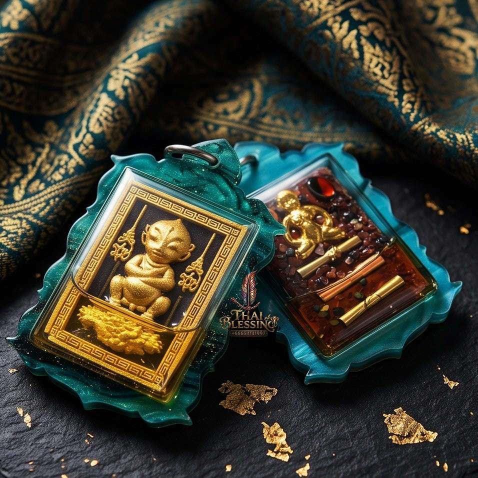 Supreme Phaya Si Hu Ha Ta "Black Onyx Powder & Sacred Wealth Oil" Amulet - Khru Ba Tao Wat Thung Setthi (Wat Ubosot Ban Lao) 2025 (Master Oil Edition) Thai Blessing Co By RURUECHA