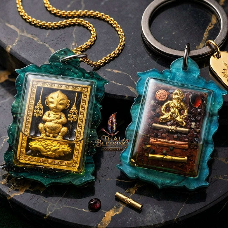 Supreme Phaya Si Hu Ha Ta "Black Onyx Powder & Sacred Wealth Oil" Amulet - Khru Ba Tao Wat Thung Setthi (Wat Ubosot Ban Lao) 2025 (Master Oil Edition) Thai Blessing Co By RURUECHA