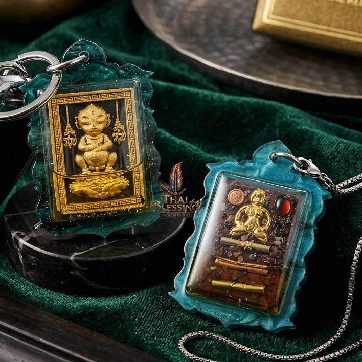 Supreme Phaya Si Hu Ha Ta "Black Onyx Powder & Sacred Wealth Oil" Amulet - Khru Ba Tao Wat Thung Setthi (Wat Ubosot Ban Lao) 2025 (Master Oil Edition) Thai Blessing Co By RURUECHA