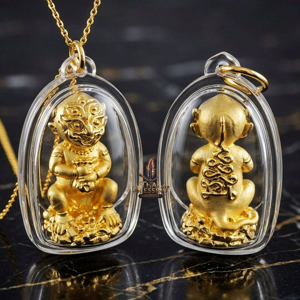 Supreme Phaya Si Hu Ha Ta "Gold-Plated Samrit" Sculptural Statue Amulet - Khru Ba Tao Wat Thung Setthi (Wat Ubosot Ban Lao) 2024 (Master Gold Edition) Thai Blessing Co By RURUECHA