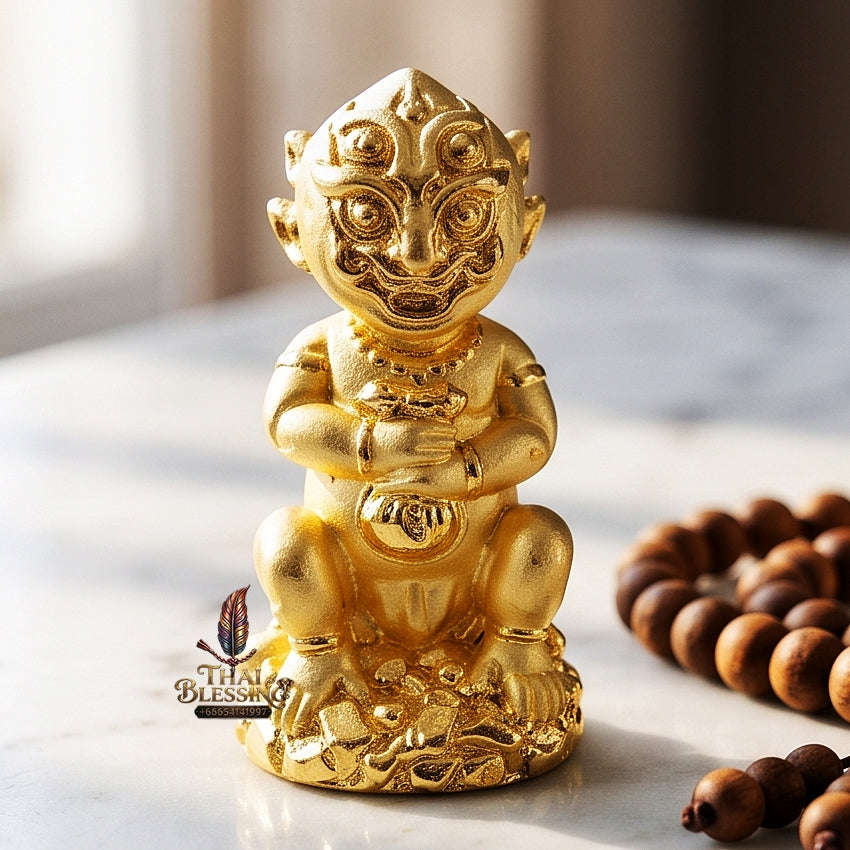 Supreme Phaya Si Hu Ha Ta "Gold-Plated Samrit" Sculptural Statue Amulet - Khru Ba Tao Wat Thung Setthi (Wat Ubosot Ban Lao) 2024 (Master Gold Edition) Thai Blessing Co By RURUECHA