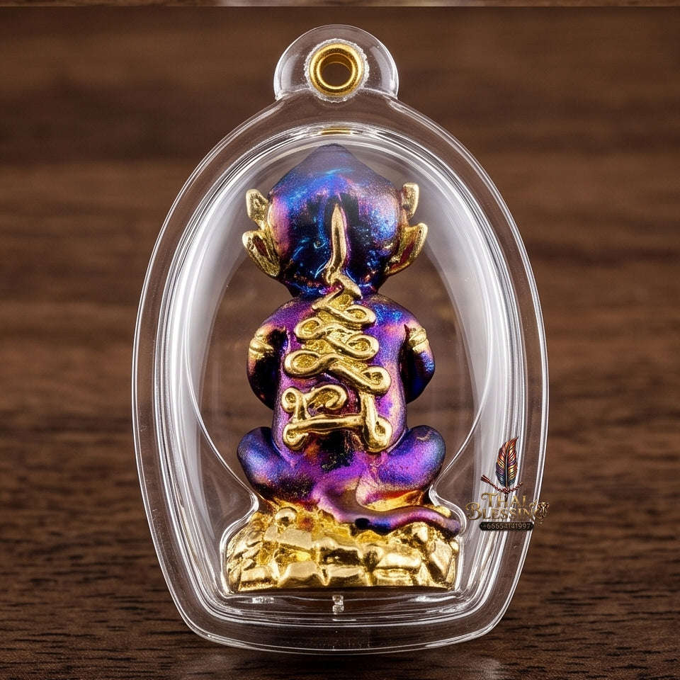 Supreme Phaya Si Hu Ha Ta "Purple Sheen & Gold Patterned Samrit" Sculptural Statue Amulet - Khru Ba Tao Wat Thung Setthi (Wat Ubosot Ban Lao) 2024 (Master Purple-Gold Edition) Thai Blessing Co By RURUECHA
