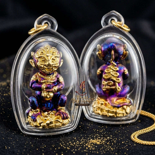 Supreme Phaya Si Hu Ha Ta "Purple Sheen & Gold Patterned Samrit" Sculptural Statue Amulet - Khru Ba Tao Wat Thung Setthi (Wat Ubosot Ban Lao) 2024 (Master Purple-Gold Edition) Thai Blessing Co By RURUECHA