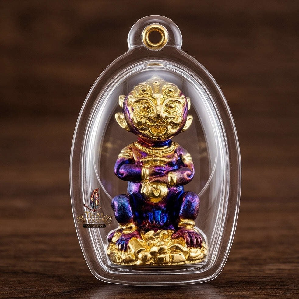 Supreme Phaya Si Hu Ha Ta "Purple Sheen & Gold Patterned Samrit" Sculptural Statue Amulet - Khru Ba Tao Wat Thung Setthi (Wat Ubosot Ban Lao) 2024 (Master Purple-Gold Edition) Thai Blessing Co By RURUECHA