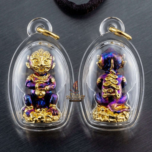 Supreme Phaya Si Hu Ha Ta "Purple Sheen & Gold Patterned Samrit" Sculptural Statue Amulet - Khru Ba Tao Wat Thung Setthi (Wat Ubosot Ban Lao) 2024 (Master Purple-Gold Edition) Thai Blessing Co By RURUECHA
