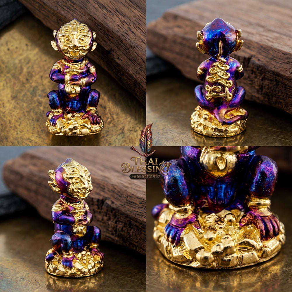 Supreme Phaya Si Hu Ha Ta "Purple Sheen & Gold Patterned Samrit" Sculptural Statue Amulet - Khru Ba Tao Wat Thung Setthi (Wat Ubosot Ban Lao) 2024 (Master Purple-Gold Edition) Thai Blessing Co By RURUECHA