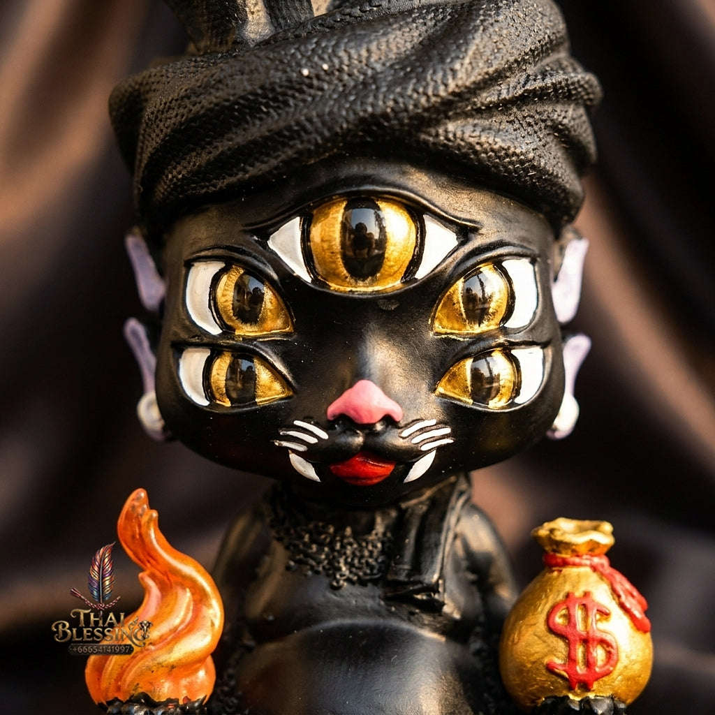 Supreme Phaya Si Hu Ha Ta "Ruai Chap Phlan" (Instant Wealth) Black-Body Copper Altar Bucha Statue - Khru Ba Kham Fan Wat Kor Chok 2024 (Master Bucha Edition) Thai Blessing Co By RURUECHA