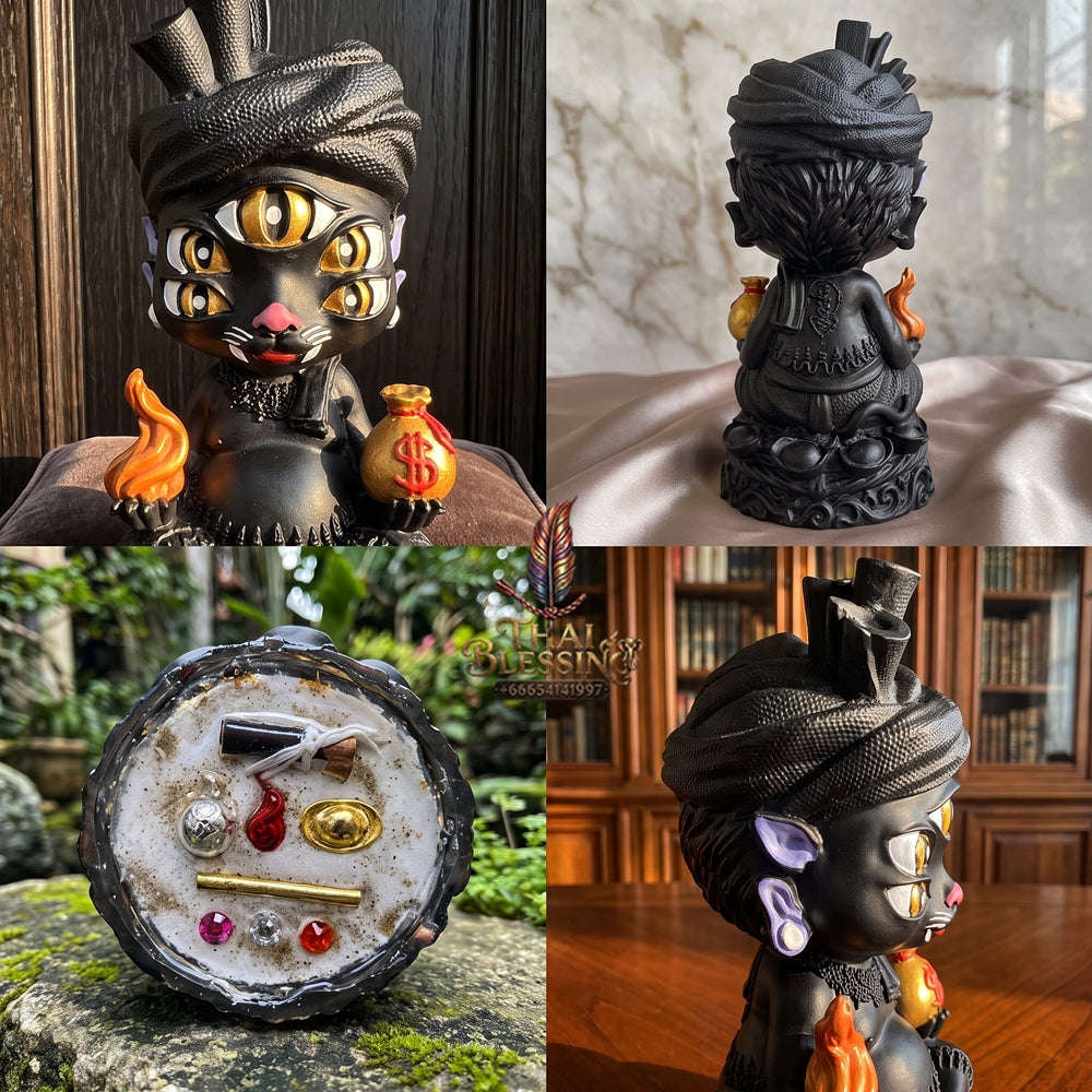 Supreme Phaya Si Hu Ha Ta "Ruai Chap Phlan" (Instant Wealth) Black-Body Copper Altar Bucha Statue - Khru Ba Kham Fan Wat Kor Chok 2024 (Master Bucha Edition) Thai Blessing Co By RURUECHA