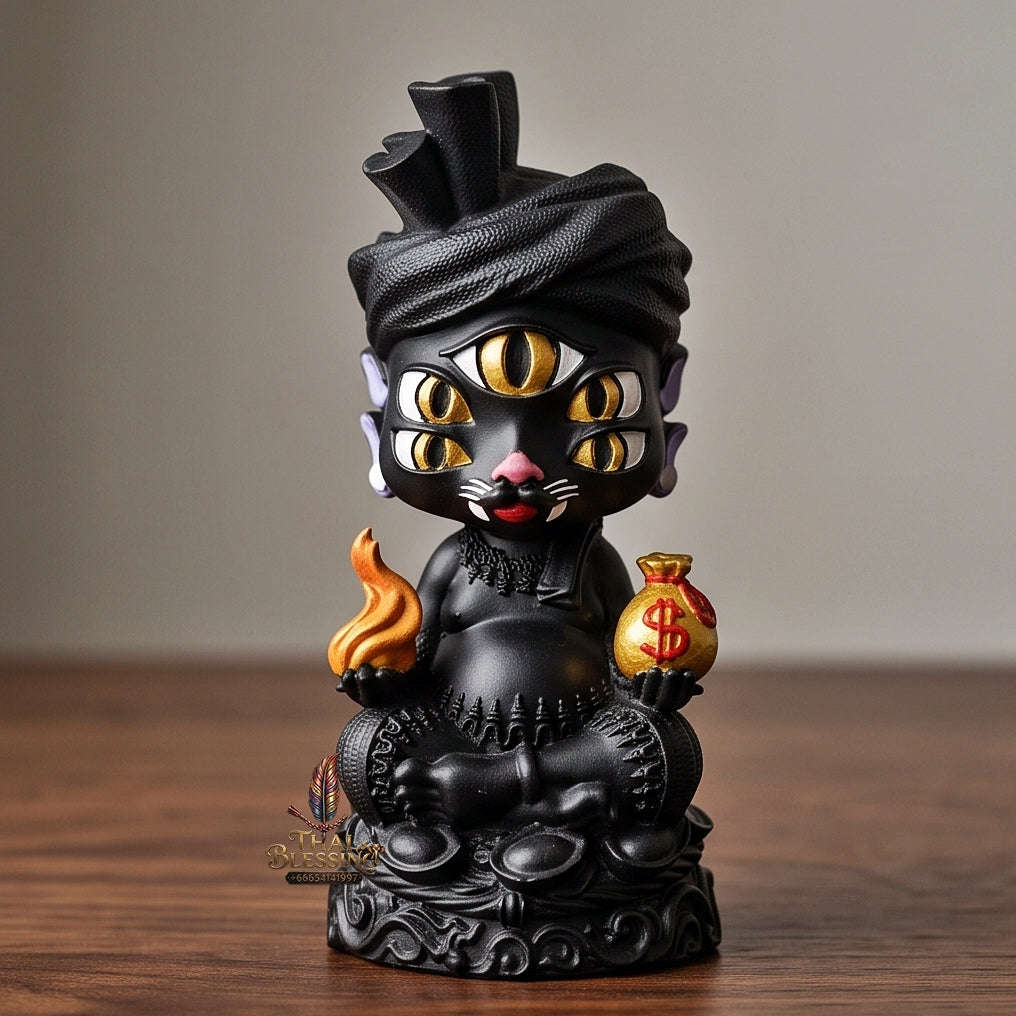 Supreme Phaya Si Hu Ha Ta "Ruai Chap Phlan" (Instant Wealth) Black-Body Copper Altar Bucha Statue - Khru Ba Kham Fan Wat Kor Chok 2024 (Master Bucha Edition) Thai Blessing Co By RURUECHA