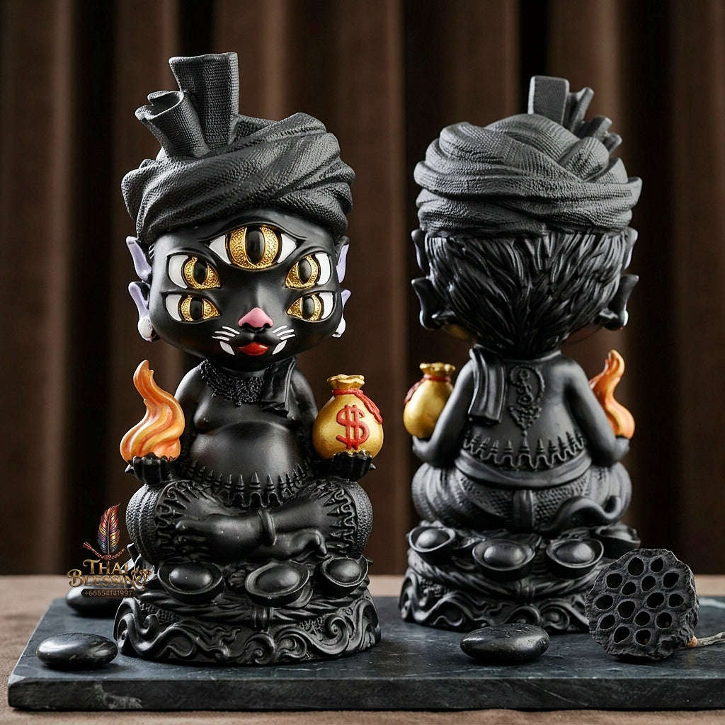 Supreme Phaya Si Hu Ha Ta "Ruai Chap Phlan" (Instant Wealth) Black-Body Copper Altar Bucha Statue - Khru Ba Kham Fan Wat Kor Chok 2024 (Master Bucha Edition) Thai Blessing Co By RURUECHA