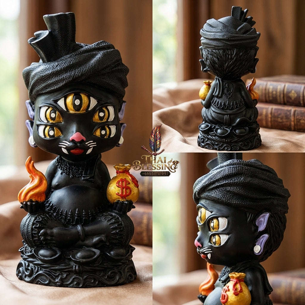 Supreme Phaya Si Hu Ha Ta "Ruai Chap Phlan" (Instant Wealth) Black-Body Copper Altar Bucha Statue - Khru Ba Kham Fan Wat Kor Chok 2024 (Master Bucha Edition) Thai Blessing Co By RURUECHA