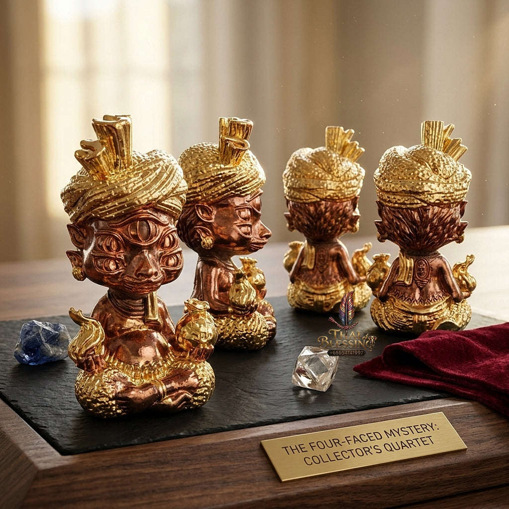 Supreme Phaya Si Hu Ha Ta "Ruai Chap Phlan" (Instant Wealth) Gold-Dipped Copper Deity - Khru Ba Kham Fan Wat Kor Chok 2024 (Master Edition) Thai Blessing Co By RURUECHA