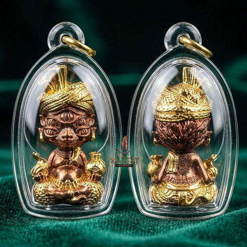Supreme Phaya Si Hu Ha Ta "Ruai Chap Phlan" (Instant Wealth) Gold-Dipped Copper Deity - Khru Ba Kham Fan Wat Kor Chok 2024 (Master Edition) Thai Blessing Co By RURUECHA