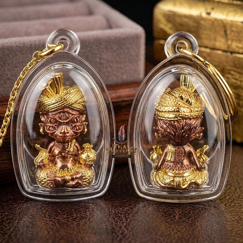 Supreme Phaya Si Hu Ha Ta "Ruai Chap Phlan" (Instant Wealth) Gold-Dipped Copper Deity - Khru Ba Kham Fan Wat Kor Chok 2024 (Master Edition) Thai Blessing Co By RURUECHA