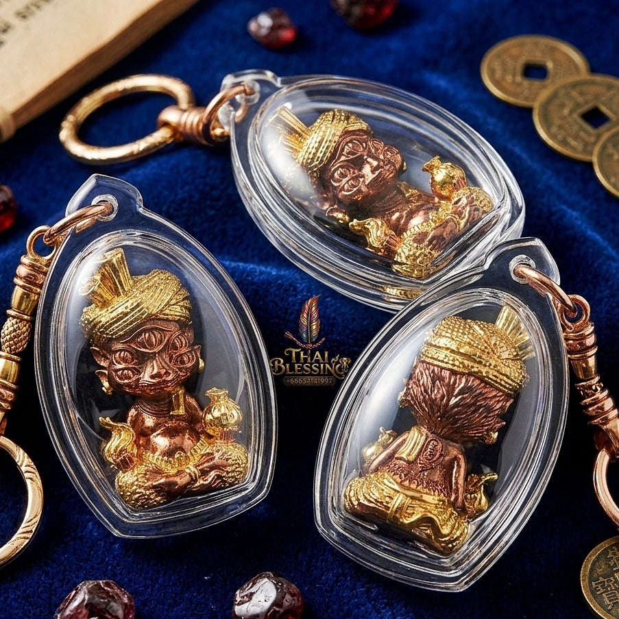 Supreme Phaya Si Hu Ha Ta "Ruai Chap Phlan" (Instant Wealth) Gold-Dipped Copper Deity - Khru Ba Kham Fan Wat Kor Chok 2024 (Master Edition) Thai Blessing Co By RURUECHA