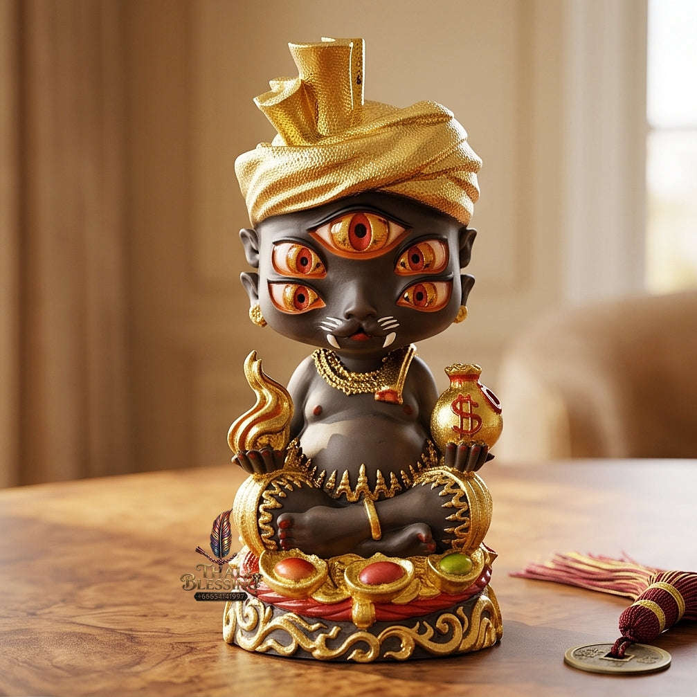 Supreme Phaya Si Hu Ha Ta "Ruai Chap Phlan" (Instant Wealth) Hand-Painted & Gold-Gilded Khan Long Hin Bronze Altar Bucha Statue - Khru Ba Kham Fan Wat Kor Chok 2024 (Master Bucha Edition) Thai Blessing Co By RURUECHA