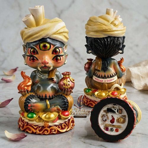 Supreme Phaya Si Hu Ha Ta "Ruai Chap Phlan" (Instant Wealth) Hand-Painted Resin Altar Bucha Statue - Khru Ba Kham Fan Wat Kor Chok 2024 (Master Bucha Edition) Thai Blessing Co By RURUECHA