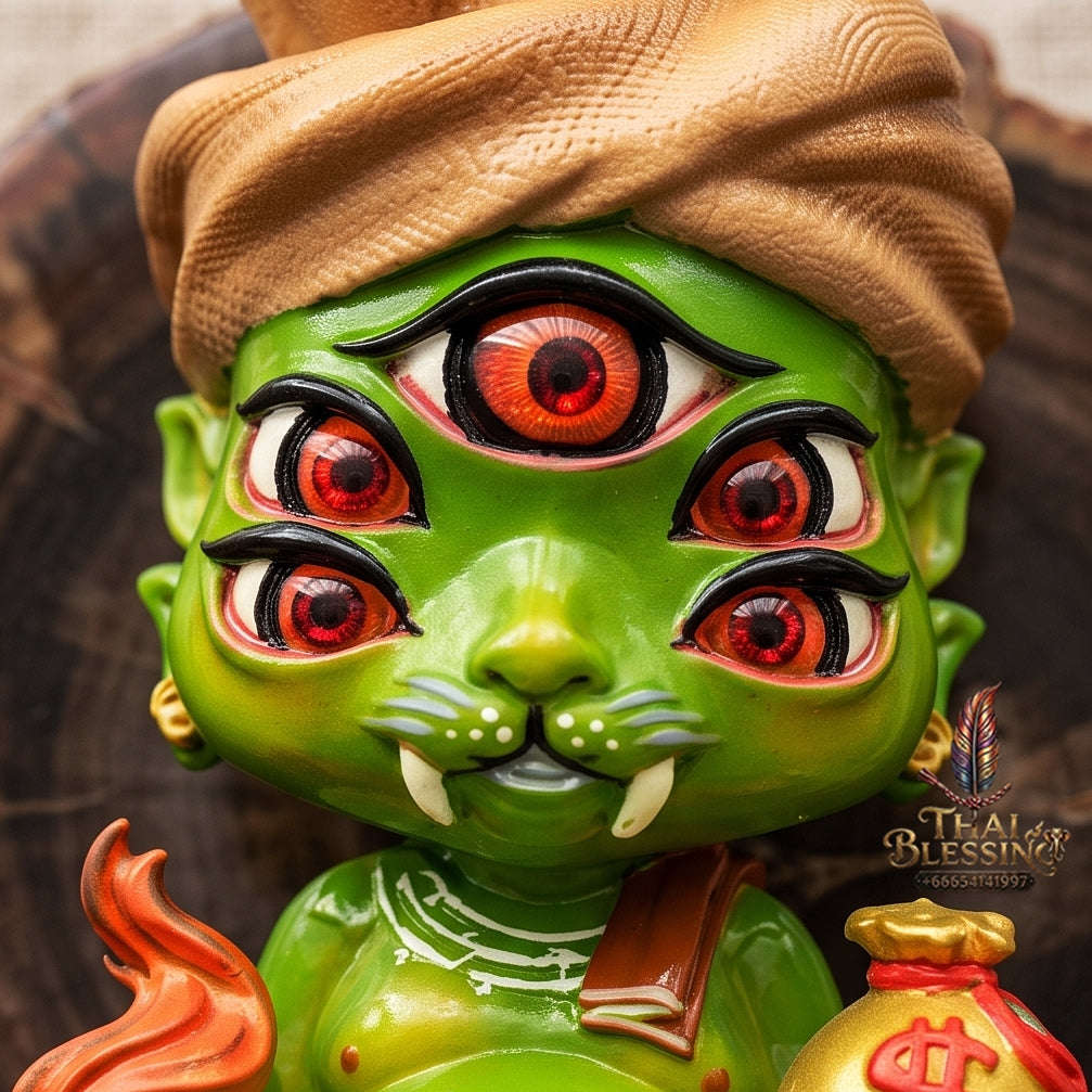 Supreme Phaya Si Hu Ha Ta "Ruai Chap Phlan" (Instant Wealth) Hand-Painted Resin Altar Bucha Statue - Khru Ba Kham Fan Wat Kor Chok 2024 (Master Bucha Edition) Thai Blessing Co By RURUECHA