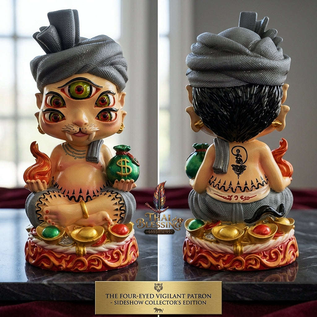 Supreme Phaya Si Hu Ha Ta Ruai Chap Phlan (Instant Wealth) Hand-Painted Resin Altar Bucha Statue - Khru Ba Kham Fan Wat Kor Chok 2024 (Master Bucha Edition) Thai Blessing Co By RURUECHA