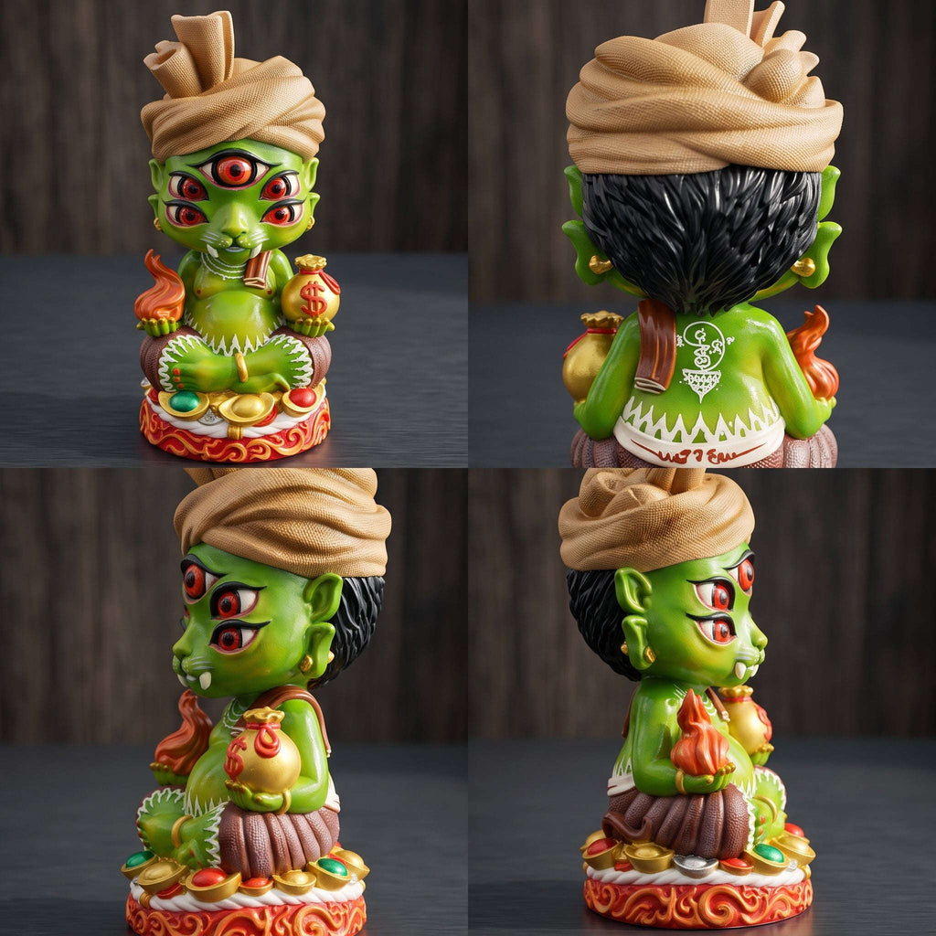 Supreme Phaya Si Hu Ha Ta "Ruai Chap Phlan" (Instant Wealth) Hand-Painted Resin Altar Bucha Statue - Khru Ba Kham Fan Wat Kor Chok 2024 (Master Bucha Edition) Thai Blessing Co By RURUECHA
