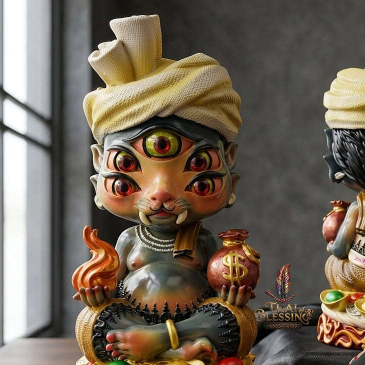 Supreme Phaya Si Hu Ha Ta "Ruai Chap Phlan" (Instant Wealth) Hand-Painted Resin Altar Bucha Statue - Khru Ba Kham Fan Wat Kor Chok 2024 (Master Bucha Edition) Thai Blessing Co By RURUECHA