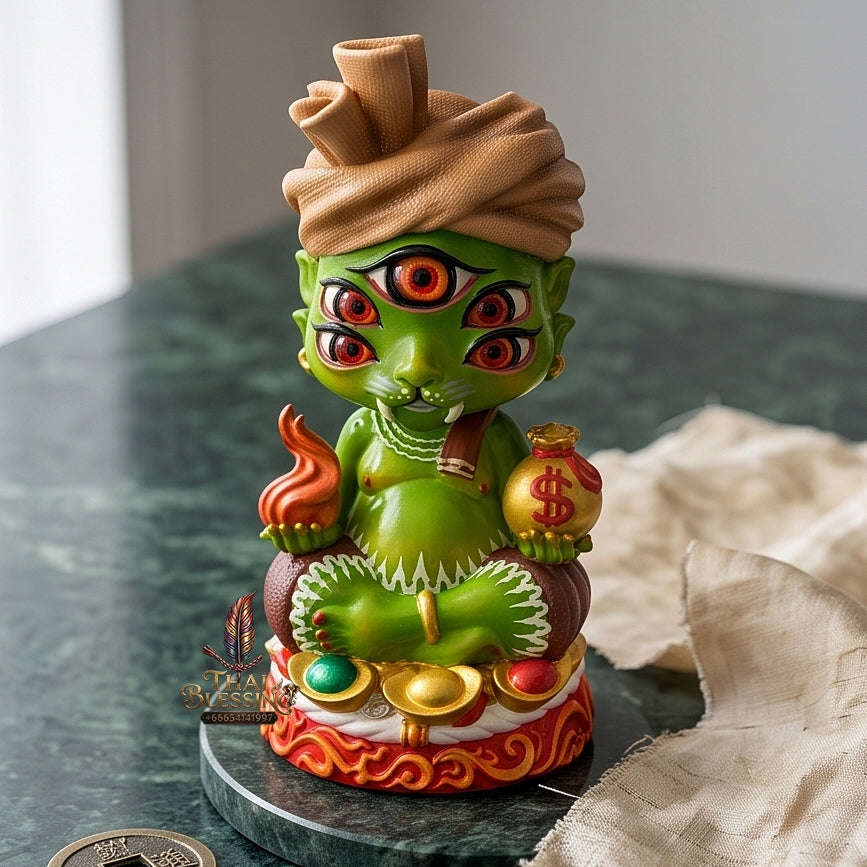 Supreme Phaya Si Hu Ha Ta "Ruai Chap Phlan" (Instant Wealth) Hand-Painted Resin Altar Bucha Statue - Khru Ba Kham Fan Wat Kor Chok 2024 (Master Bucha Edition) Thai Blessing Co By RURUECHA