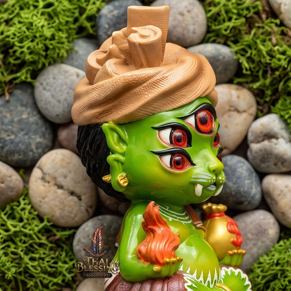 Supreme Phaya Si Hu Ha Ta "Ruai Chap Phlan" (Instant Wealth) Hand-Painted Resin Altar Bucha Statue - Khru Ba Kham Fan Wat Kor Chok 2024 (Master Bucha Edition) Thai Blessing Co By RURUECHA