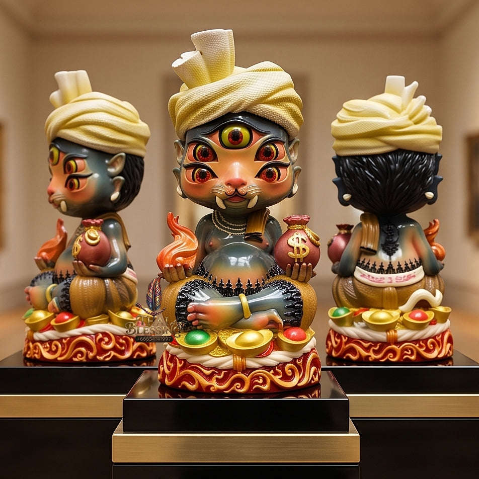 Supreme Phaya Si Hu Ha Ta "Ruai Chap Phlan" (Instant Wealth) Hand-Painted Resin Altar Bucha Statue - Khru Ba Kham Fan Wat Kor Chok 2024 (Master Bucha Edition) Thai Blessing Co By RURUECHA