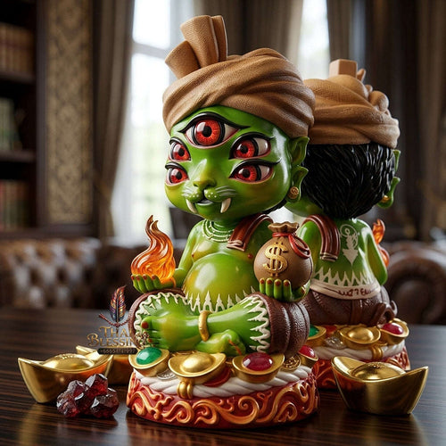 Supreme Phaya Si Hu Ha Ta "Ruai Chap Phlan" (Instant Wealth) Hand-Painted Resin Altar Bucha Statue - Khru Ba Kham Fan Wat Kor Chok 2024 (Master Bucha Edition) Thai Blessing Co By RURUECHA